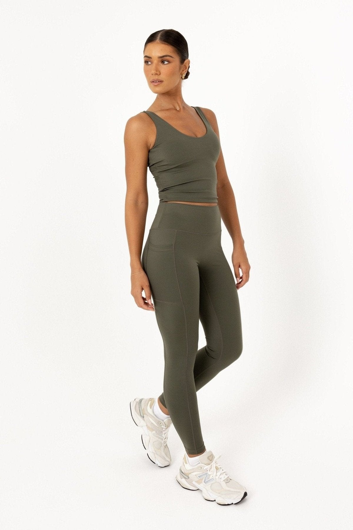 Noosa Active Bottoms Premium Full Length Leggings - Olive